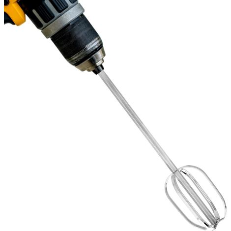 Accessoire Perceuse Hachoir Viande Batteur Œufs, Outil Mélangeur Acier Inoxydable 304 pour Perceuses Électriques Standard Préparation Viande Hachée Galettes Pâtes Crèmes Pâtes Frire (Argenté) (1/5)