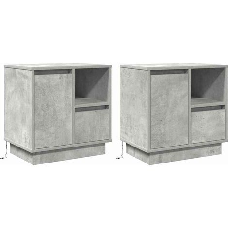 Lot de 2 Cabinet de chevet,Table de chevet,Table de nuit avec Gris béton 50 x 34.5 x 50 cm. CFW946576 (1/5)