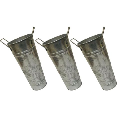 Lot de 3 Vases à Composition Rétro en Fer Galvanisé sans Éclat, Pots de Fleurs Multifonctionnels 3l pour Décoration Intérieure, Balcon et Jardin, Seaux Étanches Décoratifs Vintage (1/5)