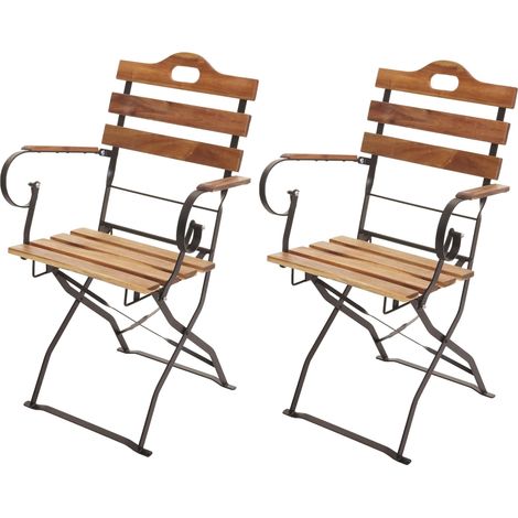 2x chaise de jardin à bière HWC-J40, chaise de jardin, qualité gastro acacia certifié FSC - couleur naturelle (1/6)