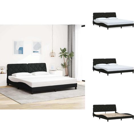 Bettgestell ohne Matratze Schwarz 180x200 cm Stoff - Bettgestell - Bettgestelle - Bettrahmen - Bett (1/5)
