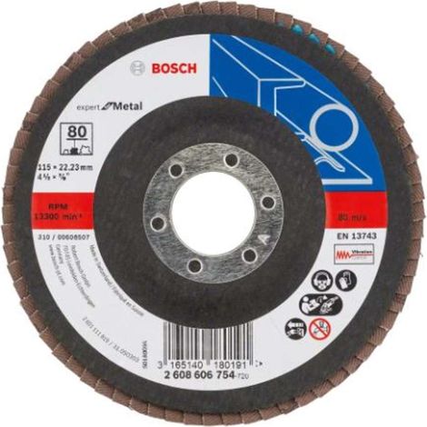 BOSCH 2608606754 PLATEAU À LAMELLES DIAMÈTRE BOMBÉ 115 MM GRAIN 80 (1/2)