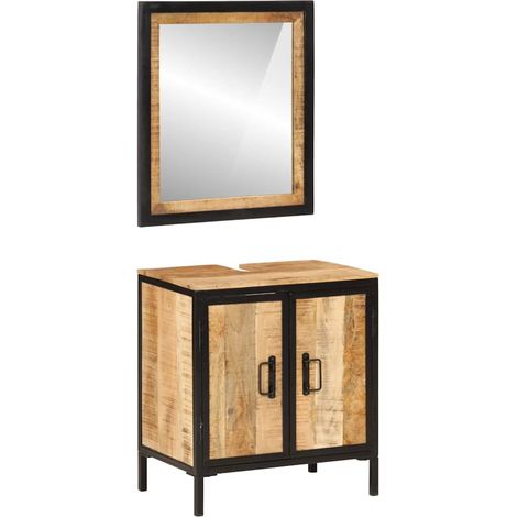 Bathroom Furniture Set Multicolour Solid mango wood and iron vidaXL (1/5)