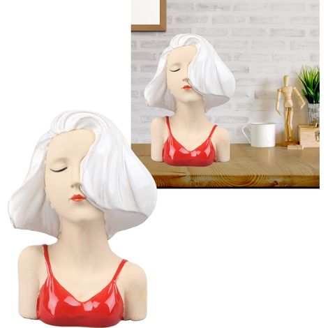 Vase créatif en forme de fille avec visage, fille charmante, blanc (1/5)