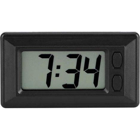 Reloj digital LCD portátil para coche, mesa, salpicadero, oficina, con visualización de fecha, hora y calendario, y almohadilla adhesiva. (1/4)