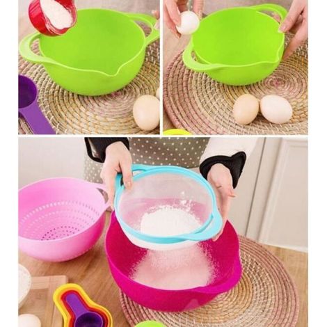 Set de 9 Saladiers Empilables， Passoires, Chinois et Doseurs - Multicolore (1/4)