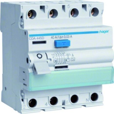 Interruptor Hager cda445d 4 polos 40A 30mA tipo A