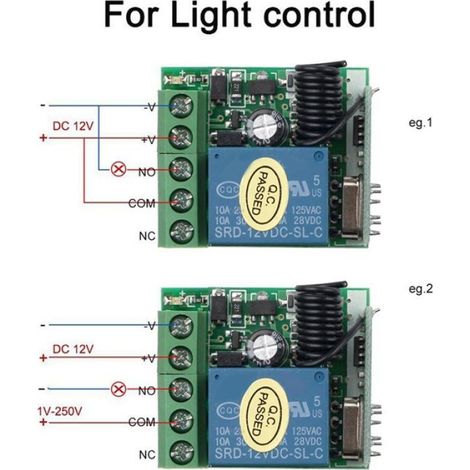 3X Récepteur relais, 1 canal, 433MHz, Module commutateur, DC 12V, Télécommande sans fil, Kit universel (1/5)