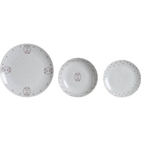 DKD Home Decor Set vaisselle rose et blanc 18 pièces (1/5)