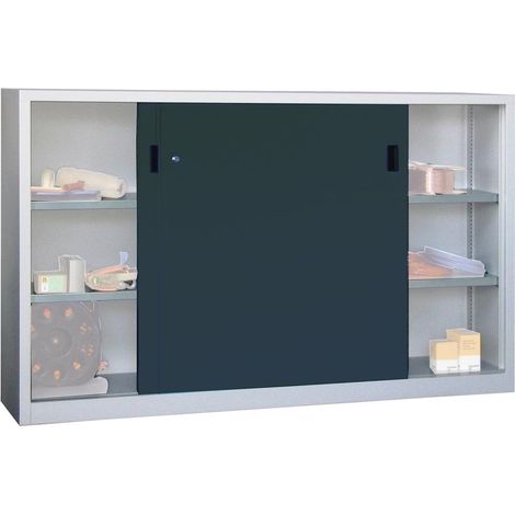 Pavoy Schiebetürenschrank, 1200x2000x400 mm, 4 Böden gepulvert, RAL 7035/7016 (1/5)