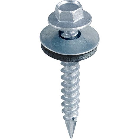 TIMCO Slash Point Sheet Metal to Timber Screws Silver with EPDM Washer - 6.3 x 25 (1/2)