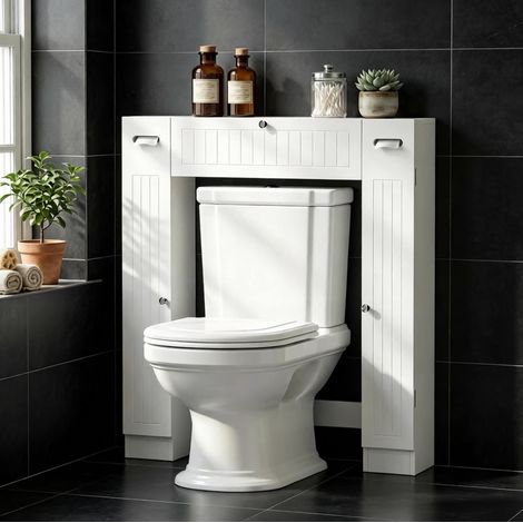 WC-Regal über dem WC mit 2 Schränken, Schublade und OKMYHOME (1/5)