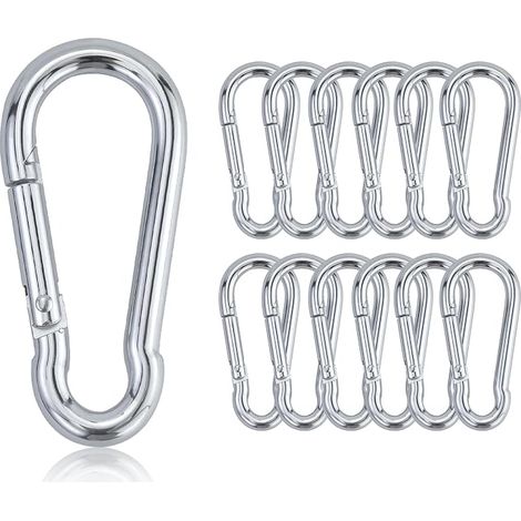 Lot de 18 Mousquetons 6 x 60 mm – Charge Maximale 140 kg, Galvanisés Mousqueton Escalade – Mousqueton Inox Pour Sac à Dos, Laisse pour Chien, Camping, Voyage, Randonnée (1/5)