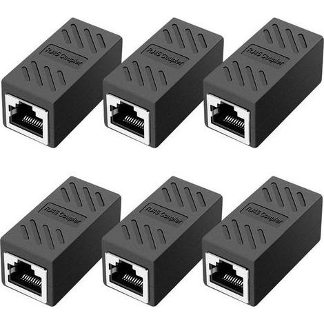 6 Pièces Coupleur RJ45, Coupleur Réseau, Connecteurs Ethernet, Coupleur en Ligne Blindé pour Connecteur D'extension de Câble Ethernet Cat7/Cat6/Cat5e/Cat5Femelle à Femelle (1/5)