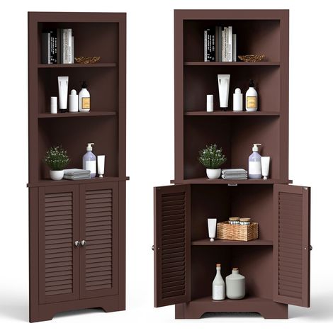 Bathroom Corner Tall Cabinet Free Standing Bedroom Storage Organizer Open Shelf (1/5)