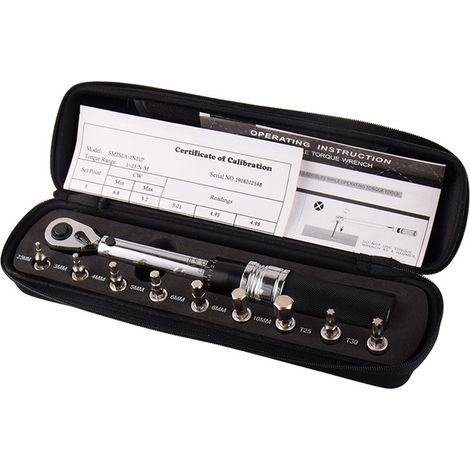 Set verstellbarer Mini-Drehmomentschlüssel für Fahrräder, 1/4" DR 1-25 Nm, Fahrrad-Befestigungswerkzeug-Set, Mechanischer Ratschen-Drehmomentschlüssel, Handschraubenschlüssel (1/5)