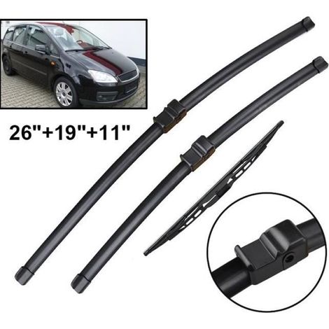 Lot de 3 Balais d'essuie-glace avant + arrière pour Ford C-Max 2003 2004 2005 2006 2007 2008 2009 2010 (1/4)