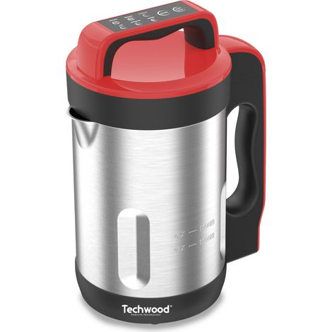 Blender Chauffant - Techwood TSM-1655 - Capacite 1.6L Soupe Veloute Compote Maintien au Chaud 1000W Inox - Coloris Rouge (1/3)
