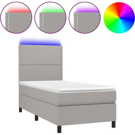 Maison Exclusive - Boxspringbett mit Matratze & LED Hellgrau 90x1 (1/5)
