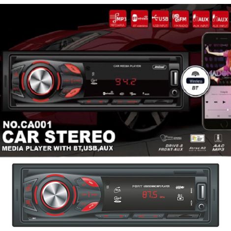TRADE SHOP - Autoradio Stereo Sistema Audio Per Auto Universale 1 Din Bluetooth/aux/usb Ca001 - (1/5)