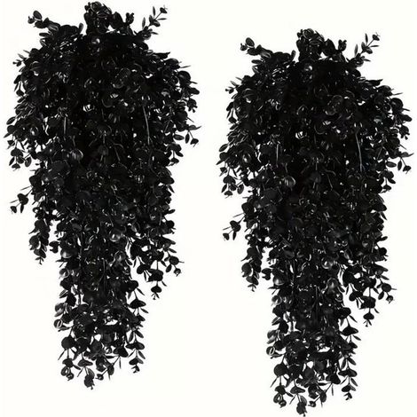 2 pc Fleur Artificielle Exterieur Baguettes d'eucalyptus Noires (1/5)