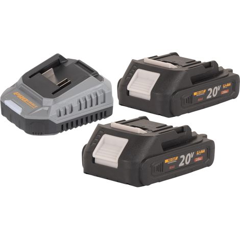 Procraft Starter Pack C20/2 Caricabatterie 20 V 2 A + 2x 20/2A Batteria 2,0 Ah