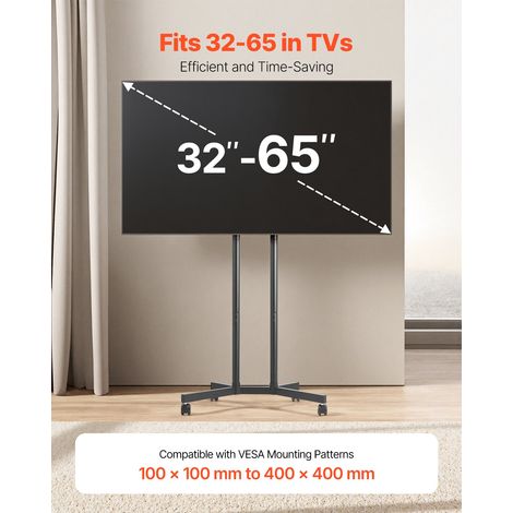 Support TV à roulettes, pour téléviseurs/LED/LCD/OLED de 812,8 à 1651 mm, chariot TV mobile, jusqu'à 40 kg, support télé sur pied p… (1/5)