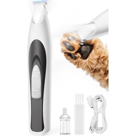 Tondeuse à pattes pour chien avec lumière LED - Silencieuse - Pattes de chien - Rechargeable - Pour pattes, yeux, oreilles, visage - Blanc (Blanc) (1/5)