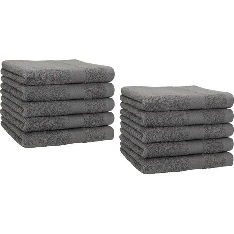 Ensemble de 10 serviettes d'invités Betz, 30 x 50 cm, PREMIUM, 100 % coton, couleur : anthracite (1/5)