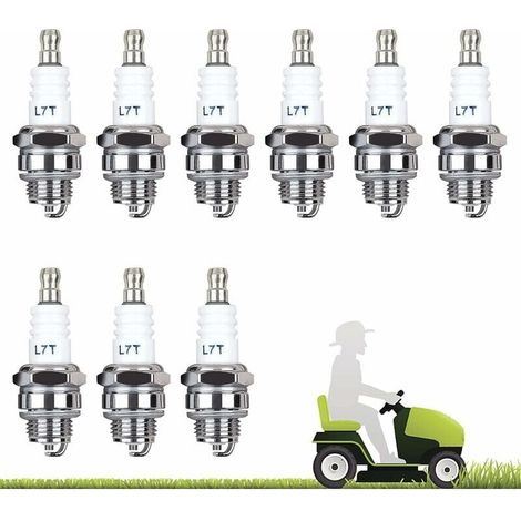 Accessoire pour débroussailleuse, Lot de 10 Bougie D'allumage L7T Bougie Tronconneuse Débroussailleuse Tondeuse pour Moteur à Deux Temps Taille Haie Débroussailleuse (Argent) (1/5)