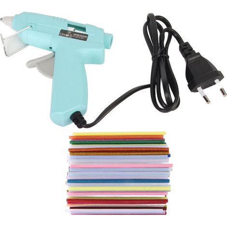 Pistolet à colle chaude 20W préchauffage rapide, mini outil de fusion avec 100 bâtons de colle, pour maison, école, bureau, 110-240V, bleu, prise UE (1/5)