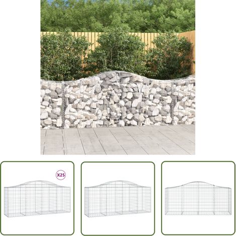 Paniers à gabions Jardinieres Mur en gabion Clôtures de gabion arqués 50 pcs 200x50x80/100 cm Fer galvanisé KOL8426 (1/5)