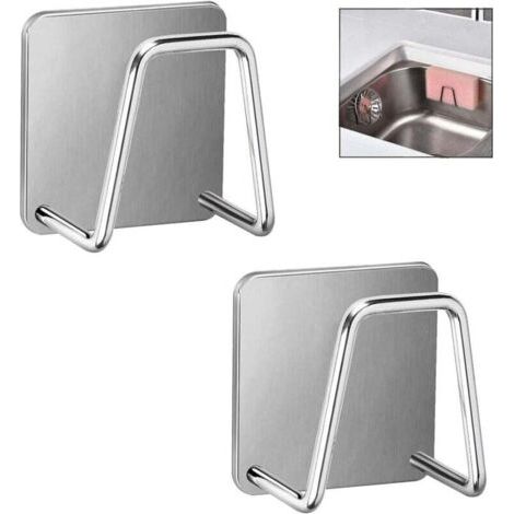 Lot de 2 porte-éponges pour évier de cuisine, porte-éponge adhésif, séchage rapide, porte-éponge pour évier de cuisine, porte-éponge étanche en acier inoxydable pour accessoires de cuisine.