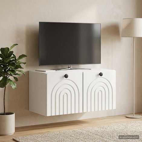Wandmontierter TV-Schrank Hochglanz Weiß 59,5 x 31 x 30 cm (1/5)