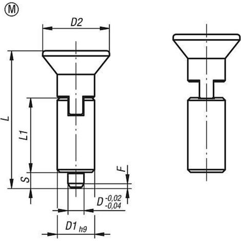 KIPP Arretierbolzen Rastnut Gr. 2 Form M Edelstahl gehärtet Thermoplast (1/2)
