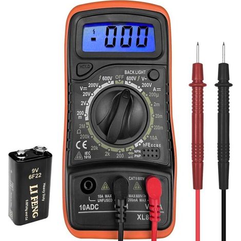 Multimètre Numérique,Testeur Electrique Professionnel Avec Écran LCD, pour Mesure La Tension AC/DC, Resistance, Diode (1/4)