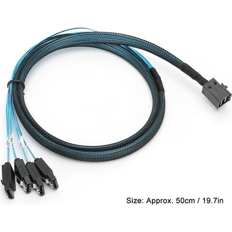 Minisas H0107 Câble de Transmission Données SAS1 vers 4 SATA Serveur 8643 Convertisseur 4xSATA Haute Définition 50cm (1/5)