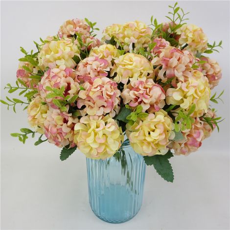 Künstliche Hortensie 10 in 1 Blau Realistisch Pflegeleichte Stoffkunstblumen Dekoration für Hochzeiten, Zuhause, Partys, drinnen und draußen (1/5)