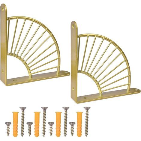 Support Equerre Murale,Équerres Étagère de Fixation Murale Support Etageres Murales Triangle Équerre Étagere Murale Equerre Murale Support d’Étagère pour Tablette Murale en Bois (D'or) (1/5)