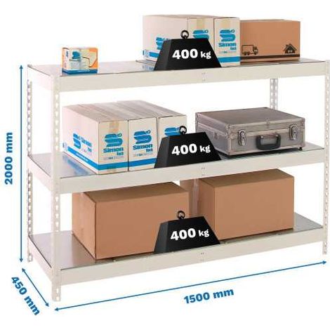 Estanteria 2000x1500x450 ECOFORTE 1504/3 METAL BLANCO/GALVA marca SIMONRACK (1/2)