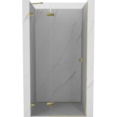 Mexen Lunar puerta de ducha abatible izquierda 90 cm, transparente, dorada - 834-090-000-50-00-L (1/5)