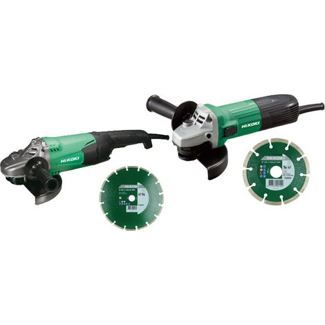 Pack de 2 amoladoras (G13STA 600 W G23ST 2000 W) con 2 discos de diamantes en caja de cartón HIKOKI KG23SAYBZ (1/3)