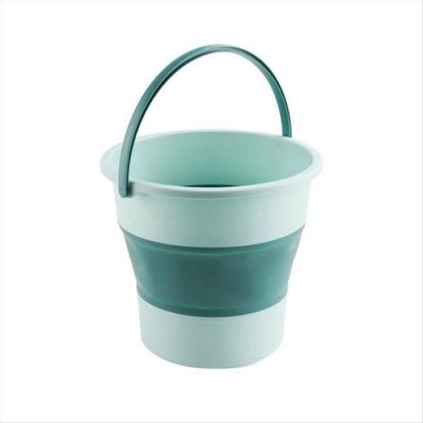Seau Pliable - Polypropylène Sans BPA - 12 L - Pour Lavage Voiture Maison Camping Extérieur - Vert (1/5)
