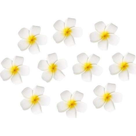 10 eiförmige Haarspangen, 6 cm lang, im hawaiianischen Stil, perfekt für eine Strandparty auf Hawaii (weiß und gelb). – 6 cm – Weiß (1/4)