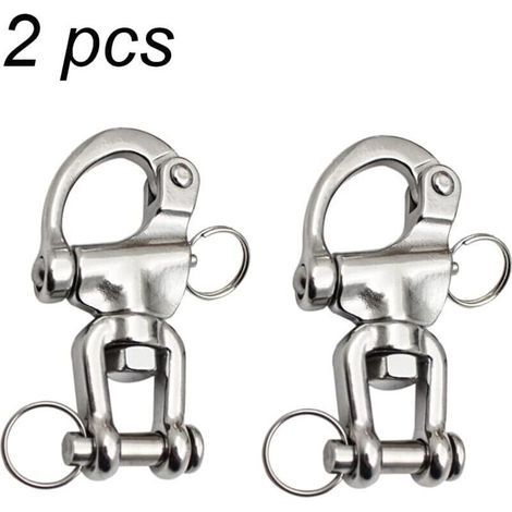 Mousqueton pivotant pour drisses de voiliers, bateaux, accessoires de plongée en plein air - 2 pièces en acier inoxydable, argent, 12 x 70 mm (1/5)
