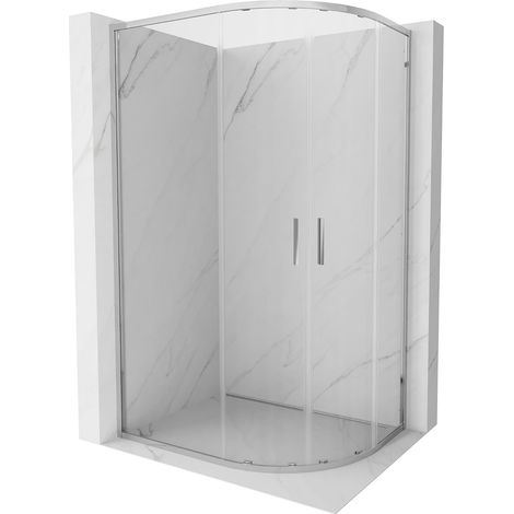 Mexen Exo cabina de ducha semicircular asimétrica corredera 90 x 80 cm, transparente, cromo - 8132-090-080-01-00