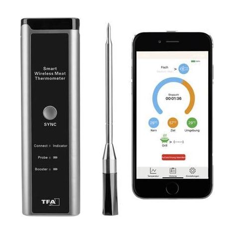 Termómetro barbacoa tfa dostmann smart bbq negro 21 cm
