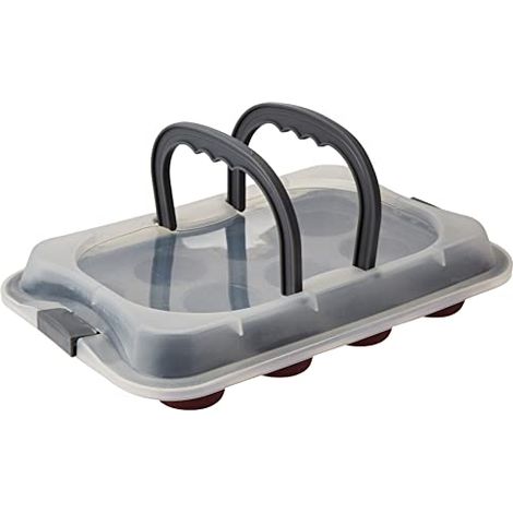 Stampo Muffin 12 Cups Cm 6 con Coperchio Carbon Steel Rosso (1/4)