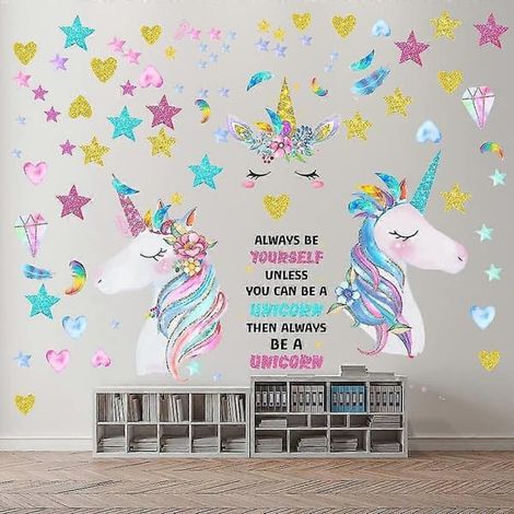 [DT] Einhorn-Mädchenzimmerdeko, abnehmbare Wandsticker für Kinder A (1/3)