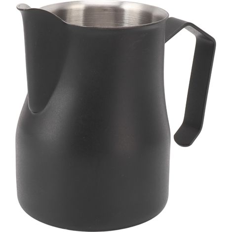 Pichet à lait en acier inoxydable 304 avec bec verseur et graduation, idéal pour le café et les lattes au bureau ou au travail, noir mat, 350 ml